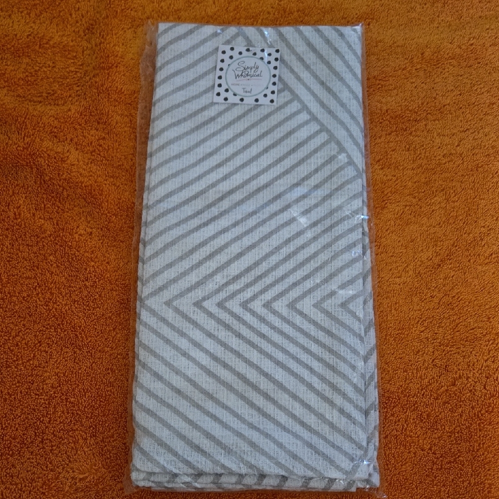 Striped Gray and White Towel